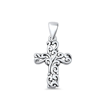 Floral Cross Filigree Pendant